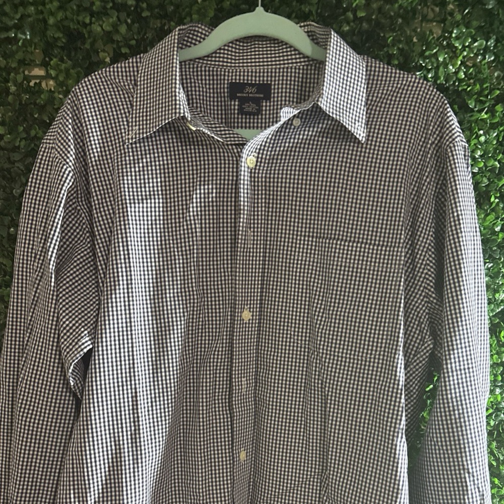 Brooks Brothers Shirt Mens Large Blue/white Check 346 Button Down Work Office - Picture 2 of 6